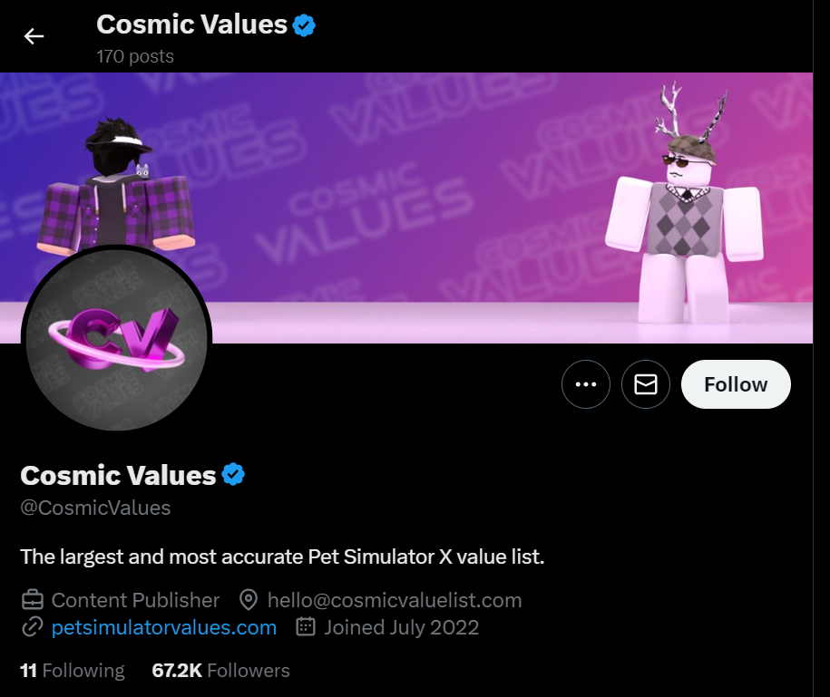 cosmic value twitter