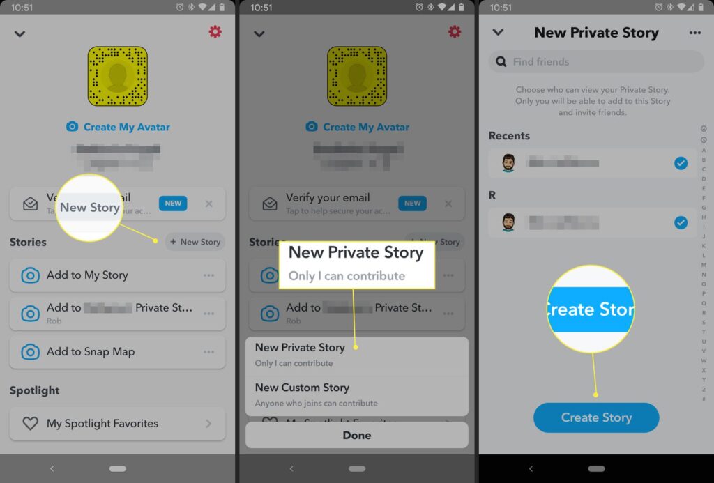 Creating a Private Story on Snapchat Premium